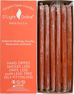 #ad Elegant Unscented Cinnamon Burnt Orange Taper Premium Quality Candles Hand Dippe $26.88