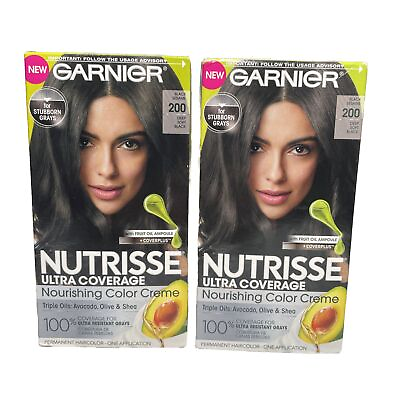 #ad Garnier Nutrisse Ultra Coverage Permanent Hair Color 200 Black Sesame Lot of 2 $9.00