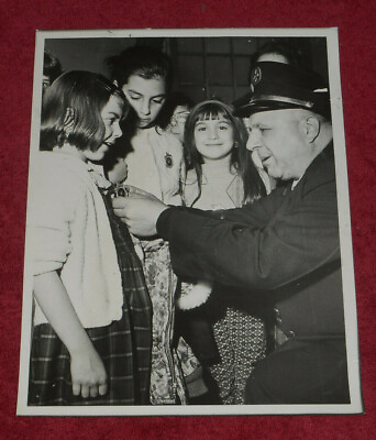 #ad 1964 Press Photo Fire Lt. Visits North Bennet Street Industrial School Boston MA $13.11