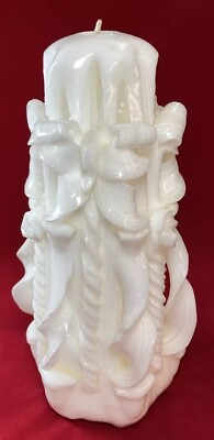 #ad Wedding Designs White 10” Carved Unity Candle White Never Used $12.99