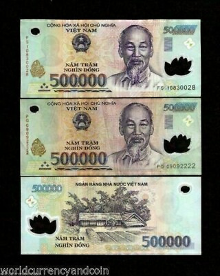 #ad 1 Million Vietnamese Dong 500000 x 2 Pieces Vietnam 500000 Currency # 1 VND $65.99