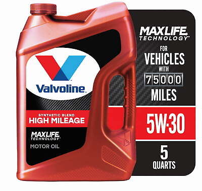 #ad Valvoline HighMileage MaxLife Technology SAE 5W 30 SyntheticBlend Motor Oil 5 QT $20.87