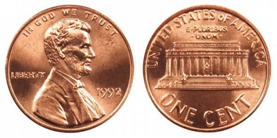 #ad 1992 P Lincoln Penny Uncirculated $1.49