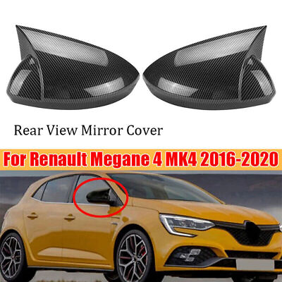 #ad For Renault Megane 4 MK4 2016 2020 Carbon Fiber Rear View Door Mirror Cover Trim $59.48