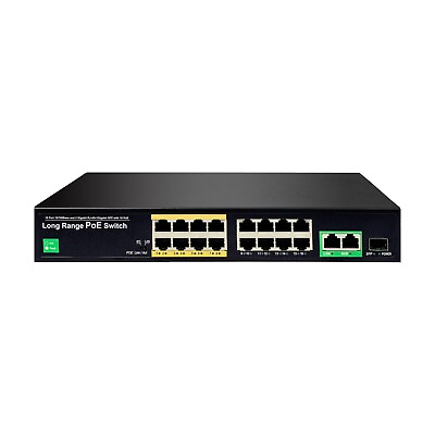 #ad 16 Port PoE Switch with 2 Gigabit Uplink Port 250W Power Support IEEE802.3af at $190.00