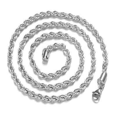 #ad 925 Silver Plated 4 mm Rope Chain Mens Womens Necklace 16quot; 18quot; 20quot; 22quot; 24quot; $4.49