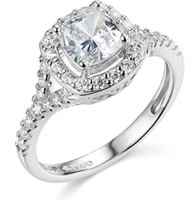 #ad 2.50Ct Cushion Lab Created Diamond Certified 14K White Gold Wedding Bridal Ring $276.00