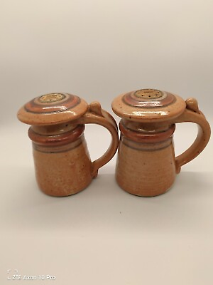 #ad Vintage Studio Art Pottery Earthtones Heavy and Large Salt amp; Pepper Shaker Set $9.99