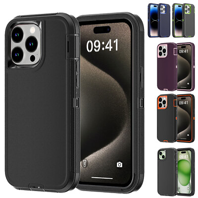 #ad For iPhone 15 14 Pro Max Case Shockproof Heavy Duty Cover fits Otter box Clip $10.99
