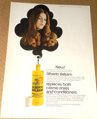 #ad 1971 print ad Alberto Culver Balsam PRETTY GIRL hair advertising page $7.99