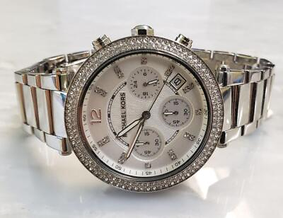 #ad Michael Kors Parker Crystal Pave Chronograph Wristwatch MK5353 SS 275 $149.99