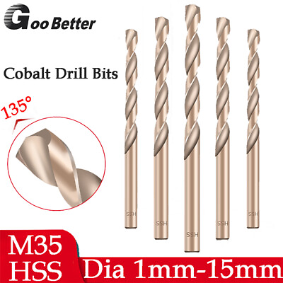 #ad Cobalt Drill Bits HSS M35 Twist Bits For Stainless Steel Metal Wood Dia 1mm 15mm $6.49