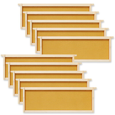 #ad #ad 10 Assembled Beehive Frames Coated Beeswax Foundations for Beekeeping 6 1 4quot; $42.99