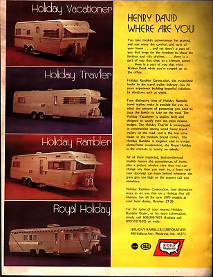 #ad Vintage Ad Print Holiday Rambler Corp RVs 1972 13 x 9. d8 $25.79