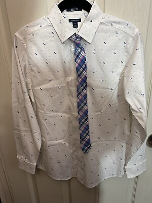 #ad NEW Tommy Hilfinger Boys White Button Down shirt with tie Size 16 $25.00