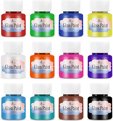 #ad Glass Paint Stained Glass Paint Glass Color Paint For Bottle Light Bulbs 12 colo $27.90