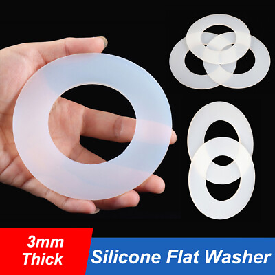 #ad White Silicone High Temp FDA Flat Ring Rubber Washer Seal Gaskets 3mm Thick $2.08