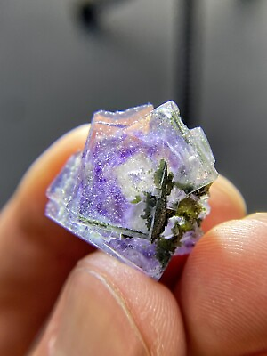 #ad Exquisite purple core transparent cubic fluorite mineral crystalYaoGangXian $28.00