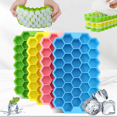 #ad Ice Cube Tray Jelly Mould Honeycomb Shape With Lid Silicone Freezer Summer $6.99