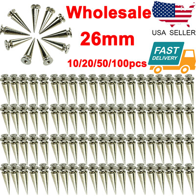 #ad 100x Punk Cone Metal Spikes Rivets Studs Screw Back for Clothing Jacket Leather $7.99