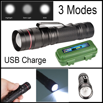 #ad 3 Modes Camping Lamp Light USB Rechargeable LED Flashlight 1200000LM Torch Lamp $5.79