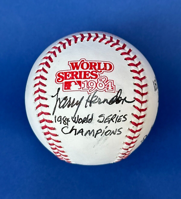 #ad Larry Herndon Signed 8x Inscriptions 1984 W.S. Baseball Detroit Tigers Beckett $124.99
