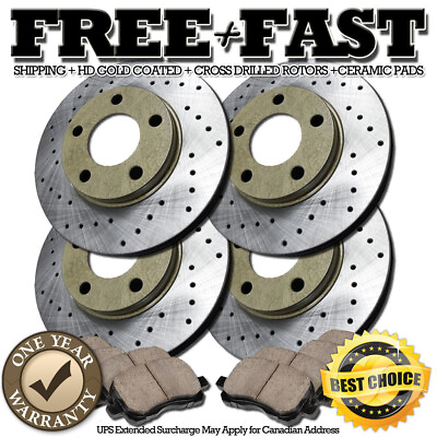 #ad J1223 FRONTREAR Drilled Rotors Ceramic Pads FOR GOLD 2013 Jetta GLI 312mm 253mm $201.74