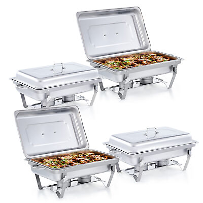 #ad 4 Pack 13.7Qt Stainless Steel Chafer Chafing Dish Sets Bain Marie Food Warmer $95.95