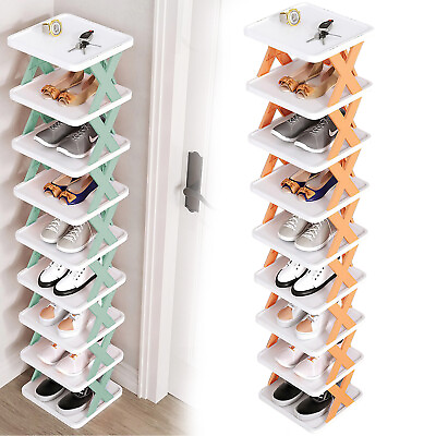 #ad 9 Tiers Shoe Rack Vertical Narrow Shoe Stand Storage Shelf Organizer Hallway $28.43