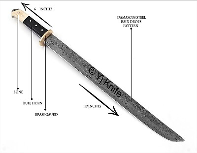 #ad BEAUTIFUL CUSTOM HANDMADE 25 INCHES DAMASCUS STEEL HUNTING SWORD WITH SHEATH $109.99