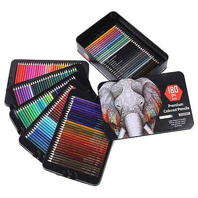 #ad 180pcs Color Pencils Adults Painting Drawing Sketching Tool With Iron Box ◁ $94.39