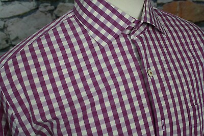 #ad PETER MILLAR Mens Button Up Shirt Multicolor Purple Check Plaid Pocket Large $19.99