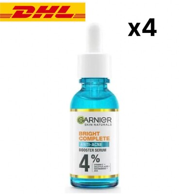 #ad 4x GARNIER Bright Complete ANTI ACNE Booster Serum 30ml Fight Face Acne Spots $125.00