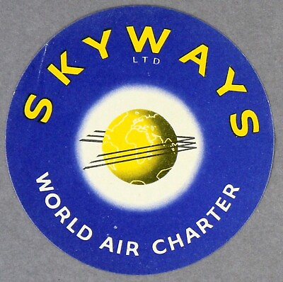 #ad SKYWAYS WORLD AIR CHARTER VINTAGE ORIGINAL AIRLINE LUGGAGE LABEL BAGGAGE BAG GBP 29.95