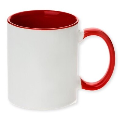 #ad 1pc. Ceramic Sublimation Inner amp; Rim Color Red Mug Coated Coffee Heat Transfer  $12.99