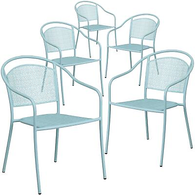 #ad Flash Furniture Patio Arm Chair with Round Back Sky Blue 5 Pack 5CO3SKY $429.99