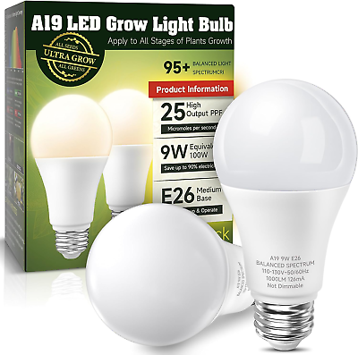 #ad Grow Light Bulbs LED Grow Light Bulbs A19 Full Spectrum Plant Light Bulbs $9.41