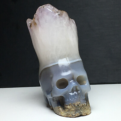 #ad 449g Natural Crystal Specimen. Agate Crystal. Hand carved.The Exquisite Skull $99.99