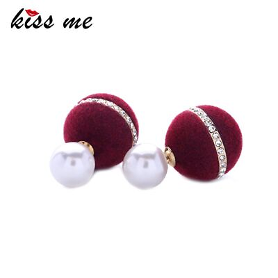 #ad Double Sides Round Stud Earrings Women Fashion Jewelries Simulated Pearl Earring $13.13