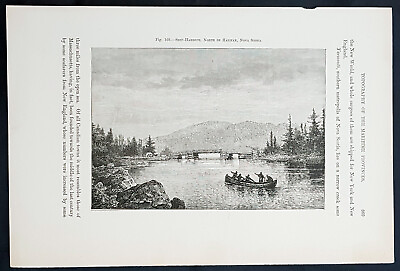 #ad 1882 Pic Canada Antique Print of Ship Harbour Halifax Nova Scotia Canada $31.13