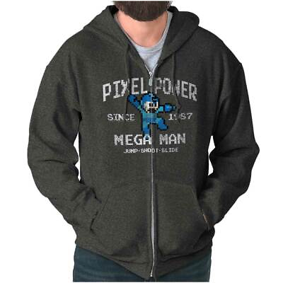 #ad Mega Man Pixel Power 80s 8bit Capcom Gamer Sweatshirt Zip Up Hoodie Men Women $29.99