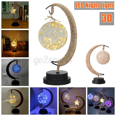 #ad 3D LED Night Lights Wishing Table Lamp Battery Home Christmas Party AU $28.89