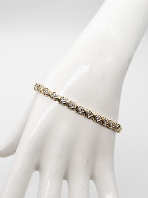 #ad Estate $4000 2ct Si2 H Diamond 14k Yellow Gold KISSES Tennis Bracelet 7.25quot; 11g $950.00