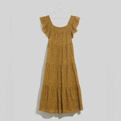 #ad EUC Madewell Daisy Stitch Floral Prairie Ruffle Sleeve Tiered Midi Dress M $59.00