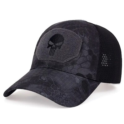 #ad Black Skull Baseball Cap The Punisher Hat Punk Goth Steampunk $11.24