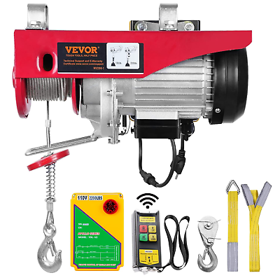 #ad Electric Hoist 2200 Lbs Lifting Capacity 1600W 110V Electric Steel Wire Winch $350.86