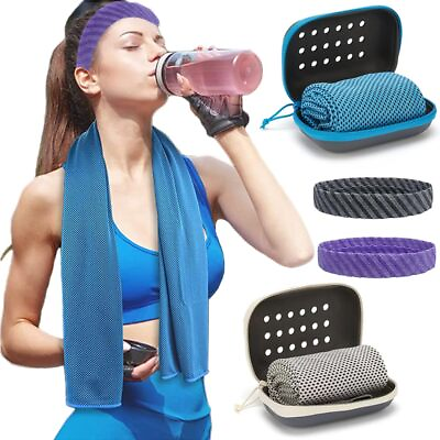 #ad 2 Pack Cooling Towel Cold Towel Ice Towel Microfiber Cool Towel with 2 Pcs He... $17.23