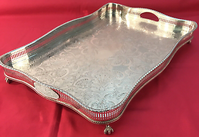#ad Reed amp; Barton Silverplate GALLEY TRAY Wavy Edge 12.25quot; X 18quot; Sheffield England $95.00