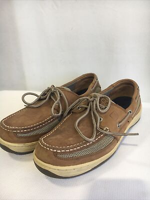 #ad Sperry Top Sider Mens Sz 9.5 Leather 3 Eyelet Boat Shoes Casual Loafers Brown . $20.00