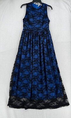 #ad Angvns Dress Womens Size Med Color Blue Hang Dry Lace Overlay Long Zip Back NWT $25.49